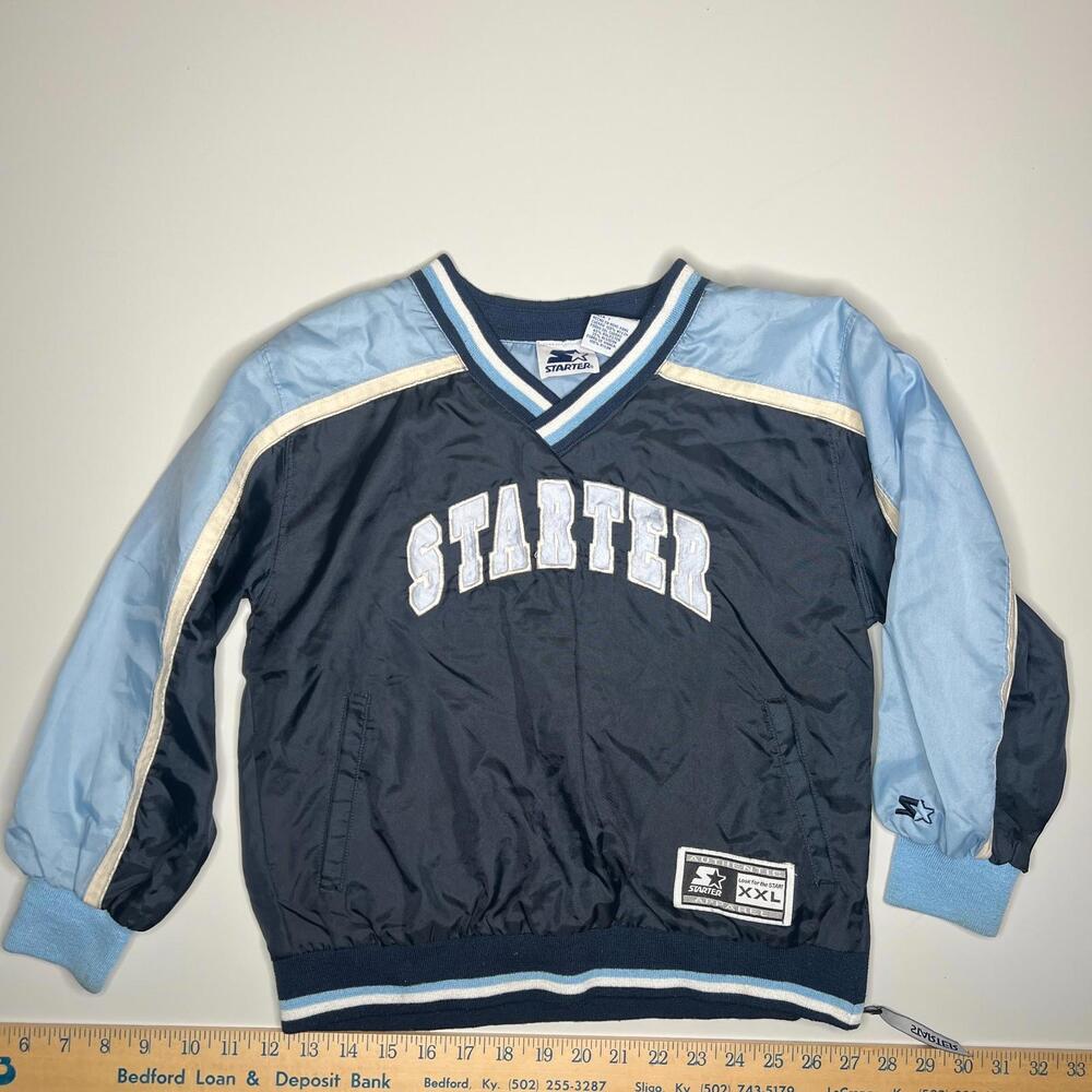 Vintage Starter Jacket Logo Blue‎ Pullover Windbreaker Youth Size 7